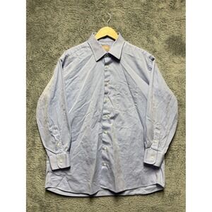 Gitman Bros Dress Shirt Mens 17.5/35 Blue 100% Cotton Oxford Formal Business